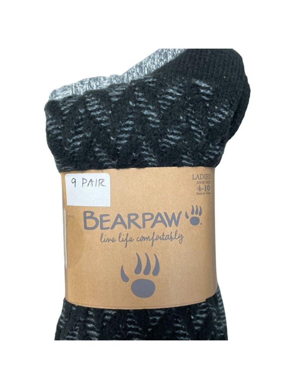 NWT Bearpaw 9-Pair Women's 4-10 Black & Gray Socks Shoe Super Soft F1276